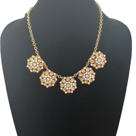 Slate & Willow Blush Pink Crystal & Pearl Statement Necklace - NWOT - Picture 2 of 7